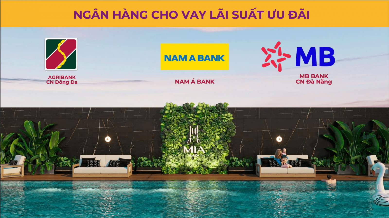 Ngân hàng Agribank, Nam Á Bank, MB Bank CN Đà Nẵng là những đơn vị đồng hành cùng Mia Center Point